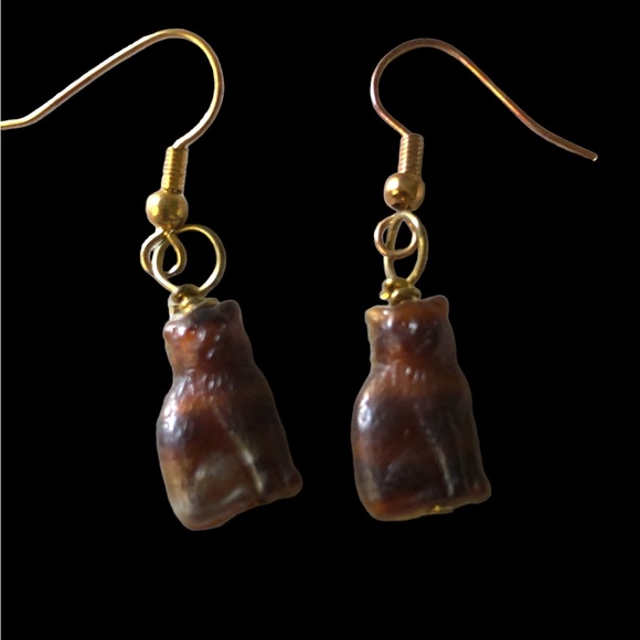 Cat earrings brown sitting kitty - Picture 8 of 8